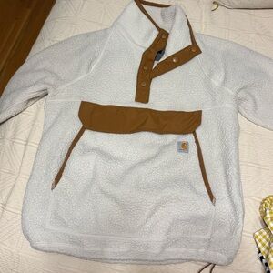 Carhartt Cream and Tan Fleece Pullover worn twice